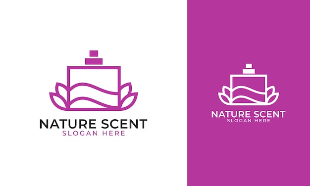 Natuurgeur parfum logo-ontwerp met flespictogram en lijnkunststijl