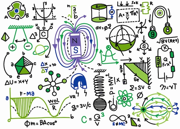 Natuurkunde onderwijs wiskunde en wetenschappen patroon met handgeschreven formules