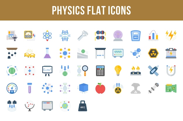 Natuurkunde platte veelkleurige pictogrammen