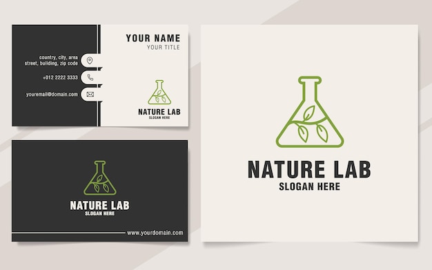 Natuurlab-logo met sjabloon voor visitekaartjes geschikt voor wetenschappelijk bedrijf