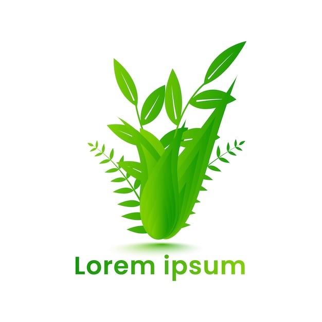 Natuurlijke groene kleur eco plant logo ontwerpsjabloon