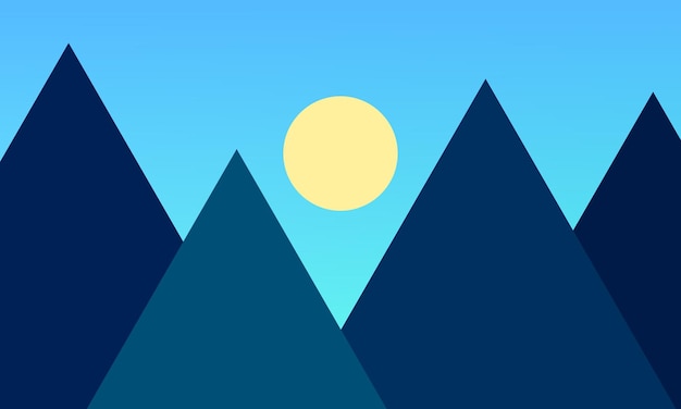 natuurlijke illustratie achtergrond van bergen zon en heldere hemel eps 10 vectorformaat
