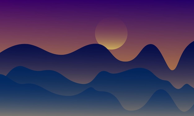 natuurlijke illustratie van bergen bij zonsopgang eps 10 vectorformaat