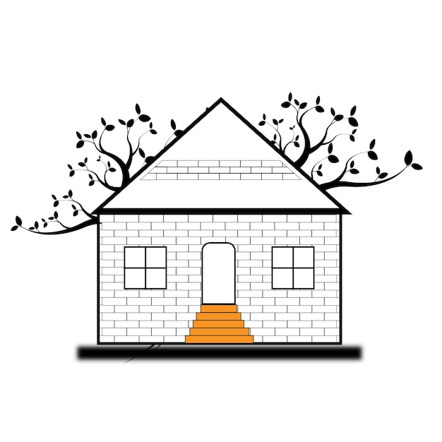 Natuurlijke moment eenvoudige huis pictogram vectorillustratie op witte achtergrond