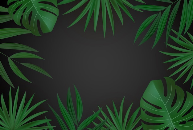 Natuurlijke realistische groene en gouden palm blad tropische achtergrond.