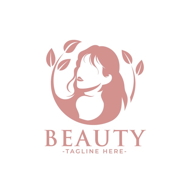 Natuurlijke roze schoonheid vrouw vrouwelijk logo sjabloon