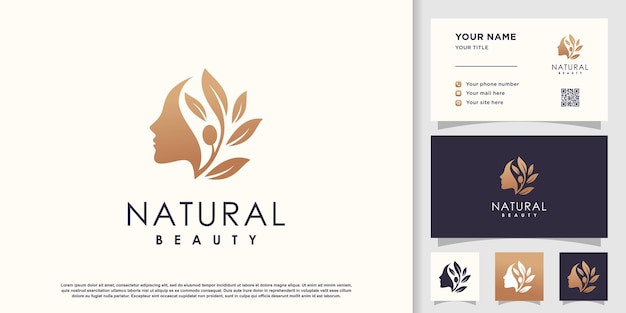 Natuurlijke schoonheid logo ontwerp vector voor vrouw Premium Vector
