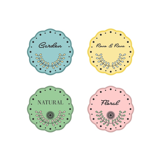 Natuurlijke tuin badge set logo ontwerp