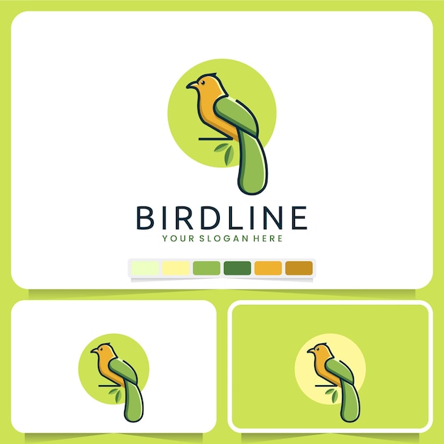 Natuurlijke vogel, lijntekeningen, inspiratie voor logo-ontwerp