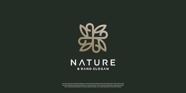 Natuurlogo met eenvoudig en minimalistisch uniek concept premium vector