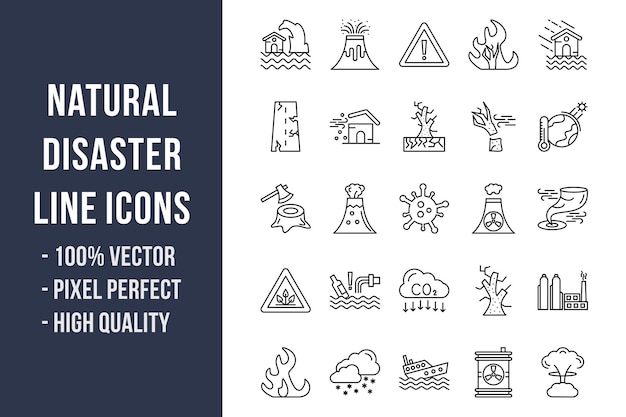 Natuurramp Lijn Pictogrammen