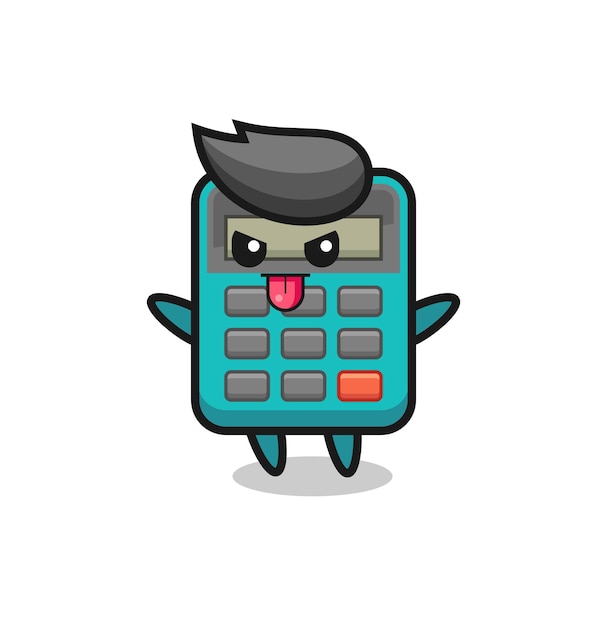 Naughty calculator character in mocking pose , cute style design for t shirt, sticker, logo element