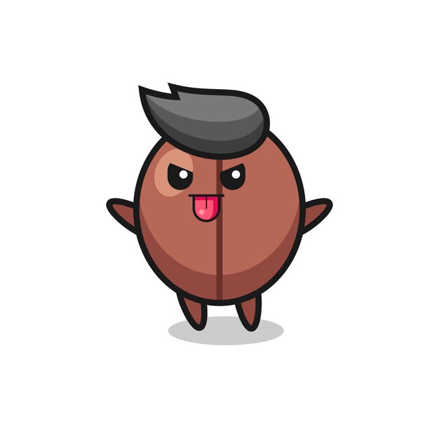 Vector naughty coffee bean character in mocking pose