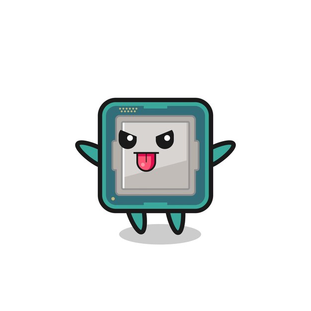 Naughty processor character in mocking pose , cute style design for t shirt, sticker, logo element