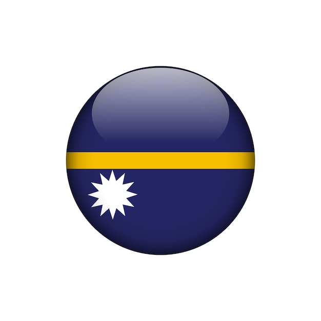 Nauru Flag Circle Button Vector Template