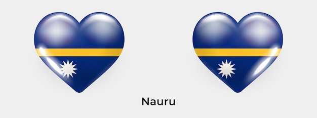 Nauru flag glossy realistic heart icon vector illustration