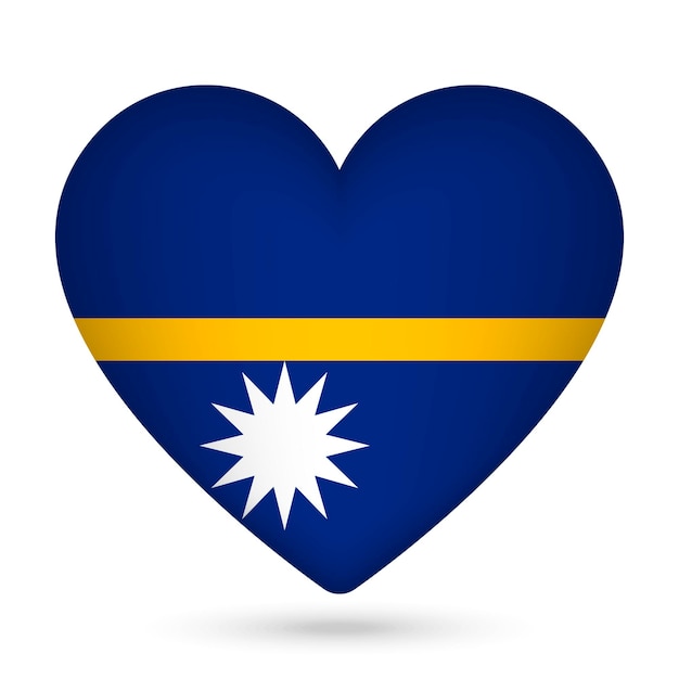 Nauru flag in heart shape vector illustration