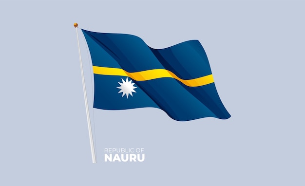Nauru vlag zwaaien op de vlaggenmast Vector 3D