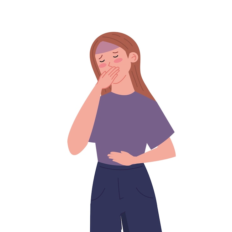Vector nauseous girl symptom
