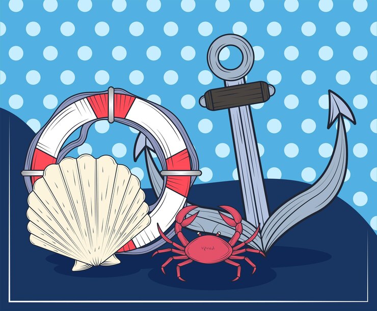 Вектор морской якорь и раковина