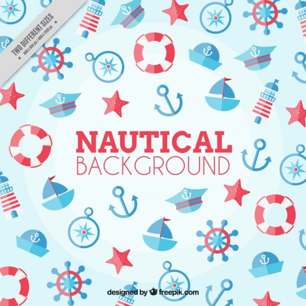 Nautical background, red and blue color