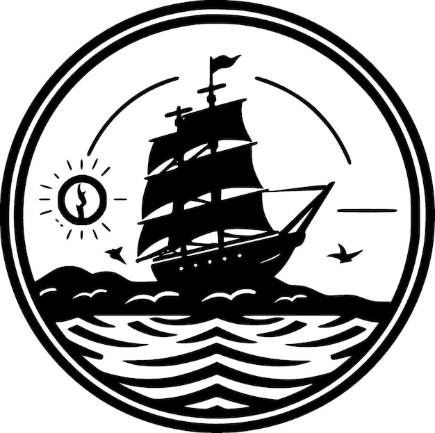 Nautical Black and White Vector illustration