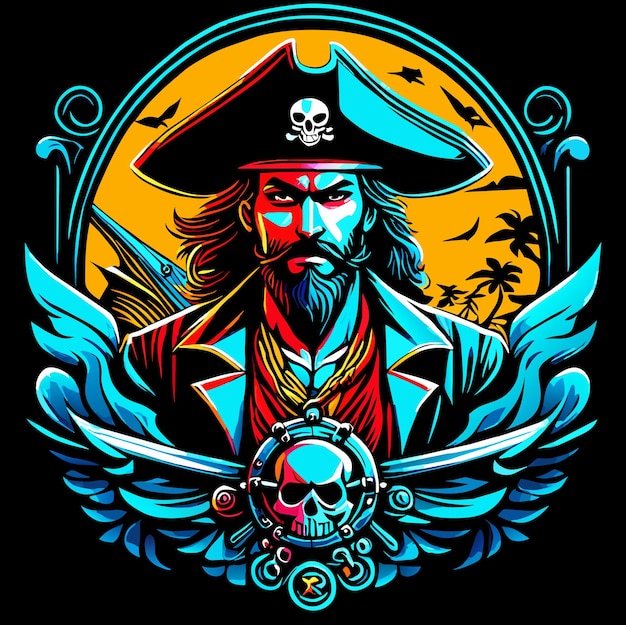 Premium Vector | Nautical commander pirate captain vector design