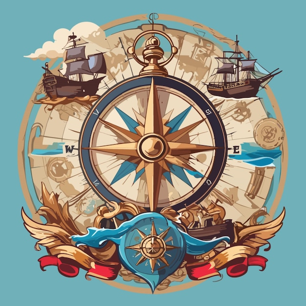 Nautical compass cartoon vector