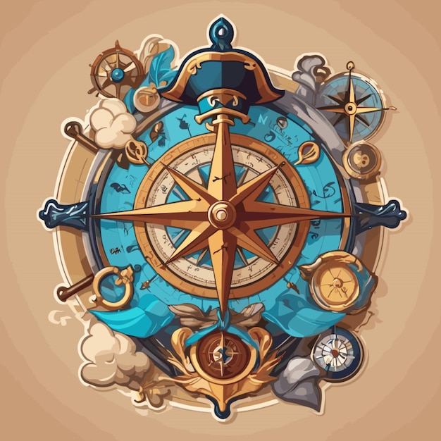 Nautical compass cartoon vector