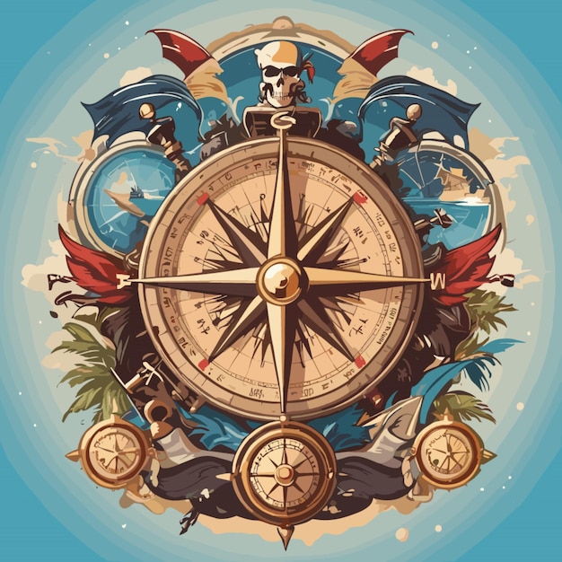 Nautical compass cartoon vector