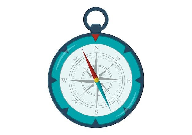 Nautical Compass for Heading and Direction Vector Illustration Navigation Compass Isolated on White Background