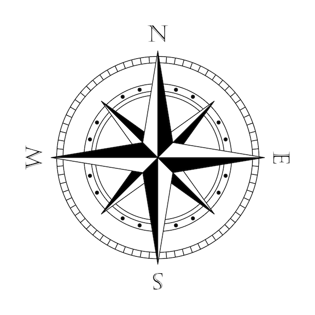 Vector nautical compass rose of winds marine navigation