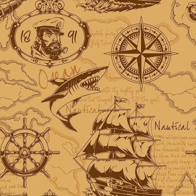 Nautical design featuring ships and sea elements
