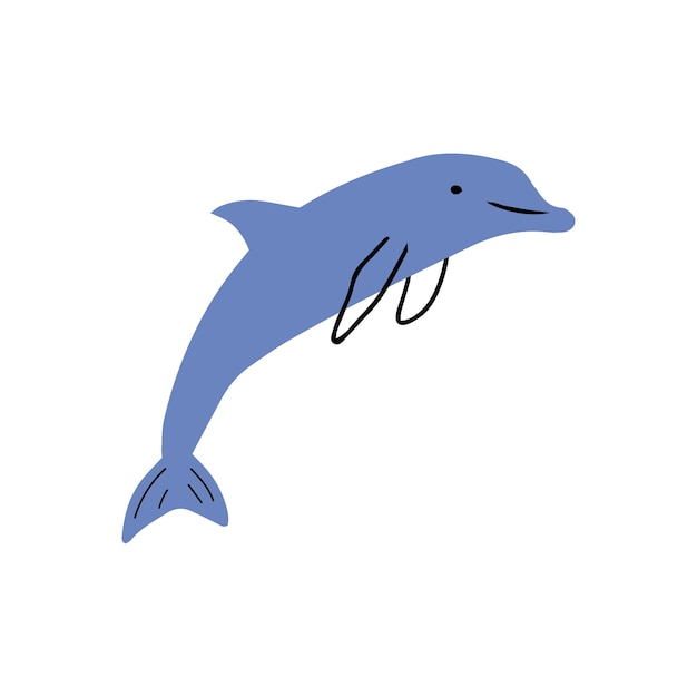 Nautical Dolphin Sea Underwater animal Vector illustration