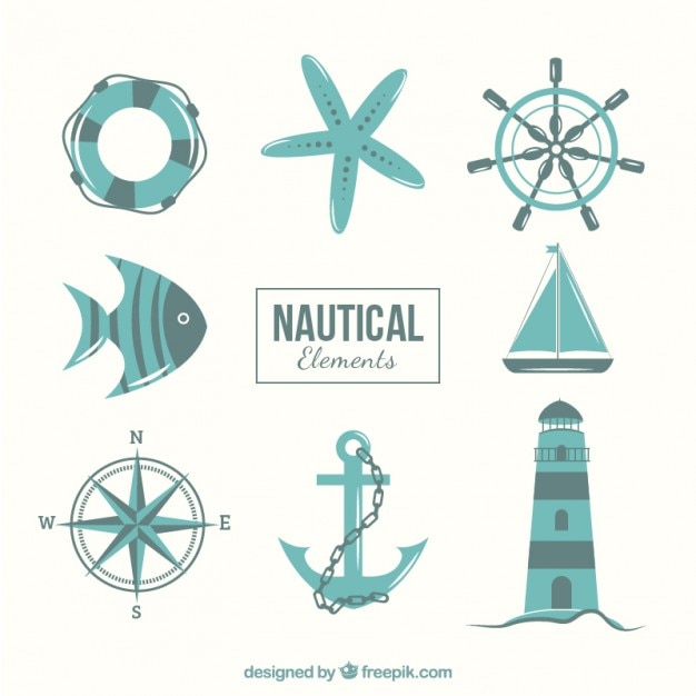 Vector nautical elements in blue tones