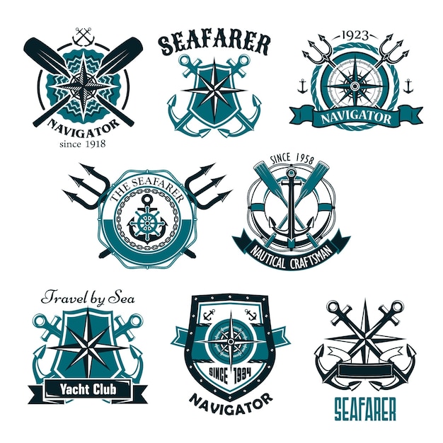 Морские геральдические векторные иконки морского моряка