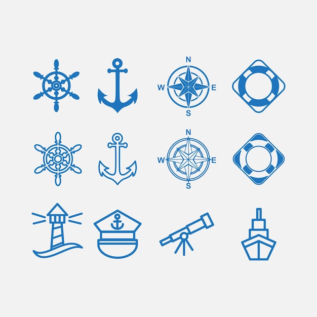 Nautical icon vector logo design template