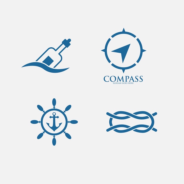 Nautical icon vector logo design template