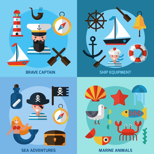 Vector nautical icons set