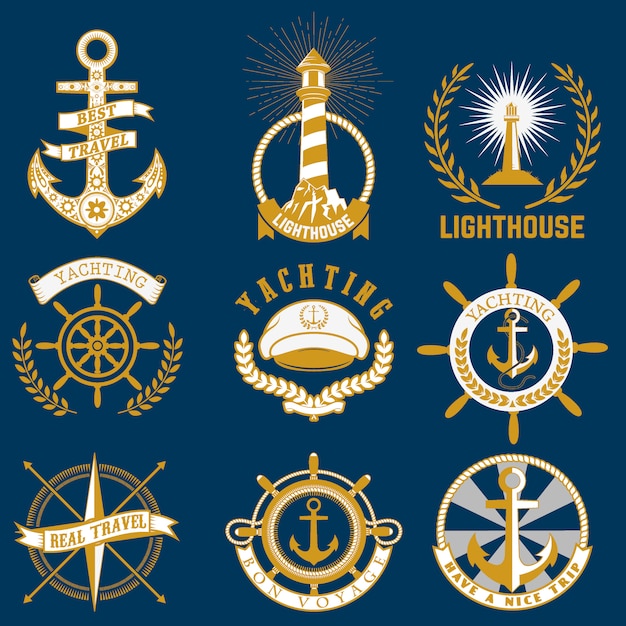 Vector nautical labels set