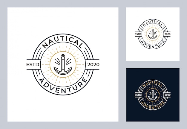 Vector nautical logo design in vintage style