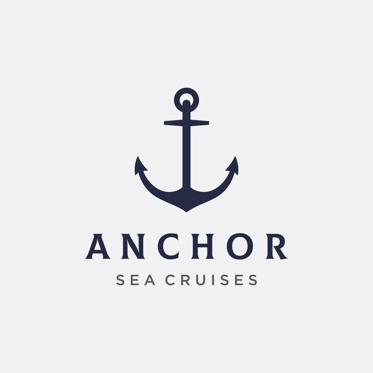 Vector nautical marine anchor and rope logotype design logo for brand maritime company and business
