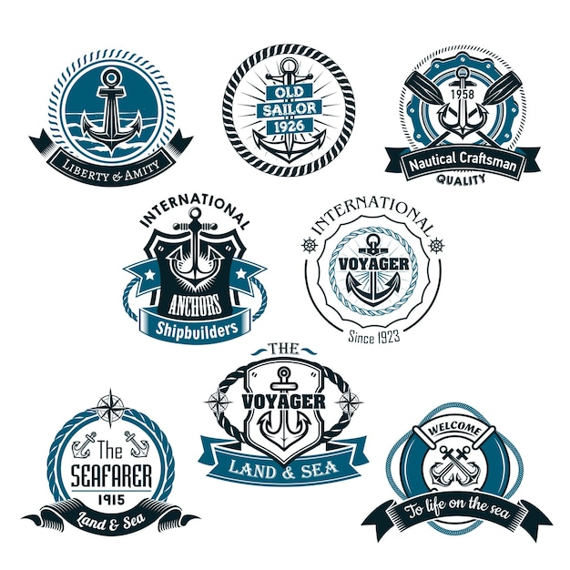 Vector nautical and marine vector icons set