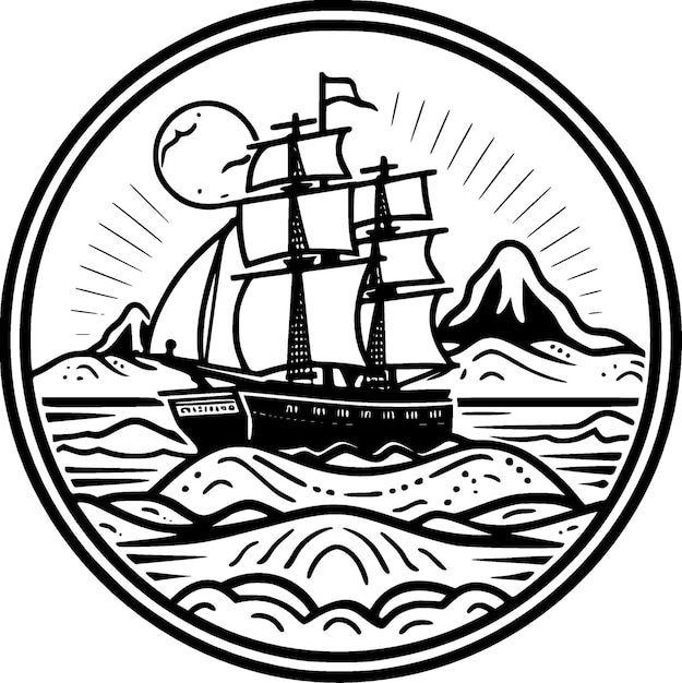 Nautical Minimalist and Flat Logo Vector illustration
