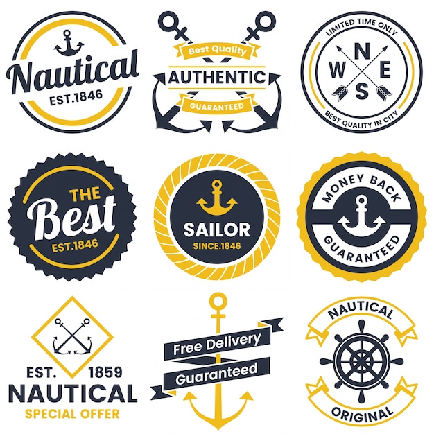 Nautical retro vector logo for banner