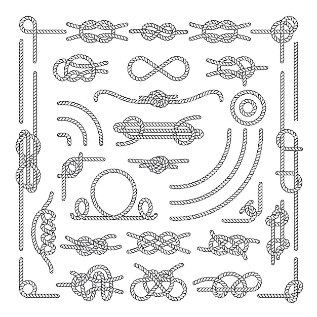 Nautical rope knots vector decorative vintage elements