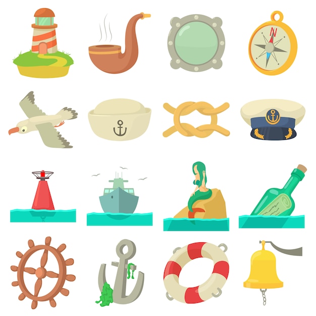 nautical sea icons set