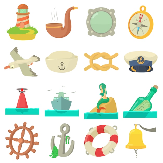 Nautical sea icons set