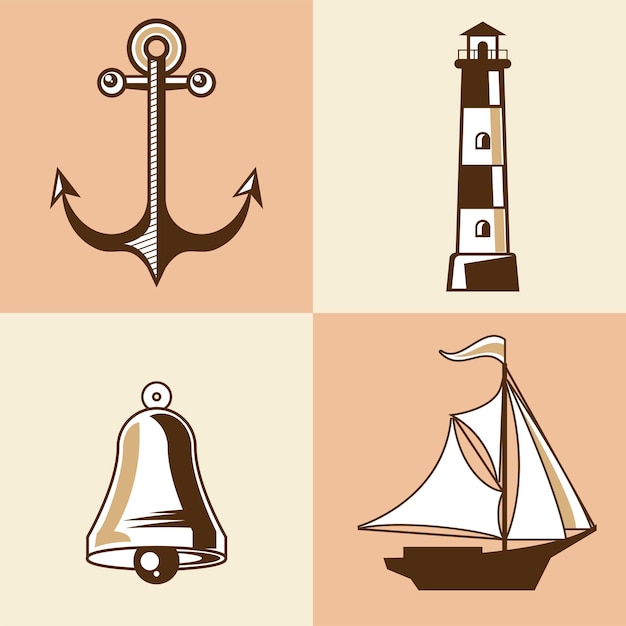 Nautical set icons