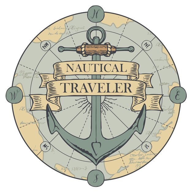 Vector nautical traveler emblem